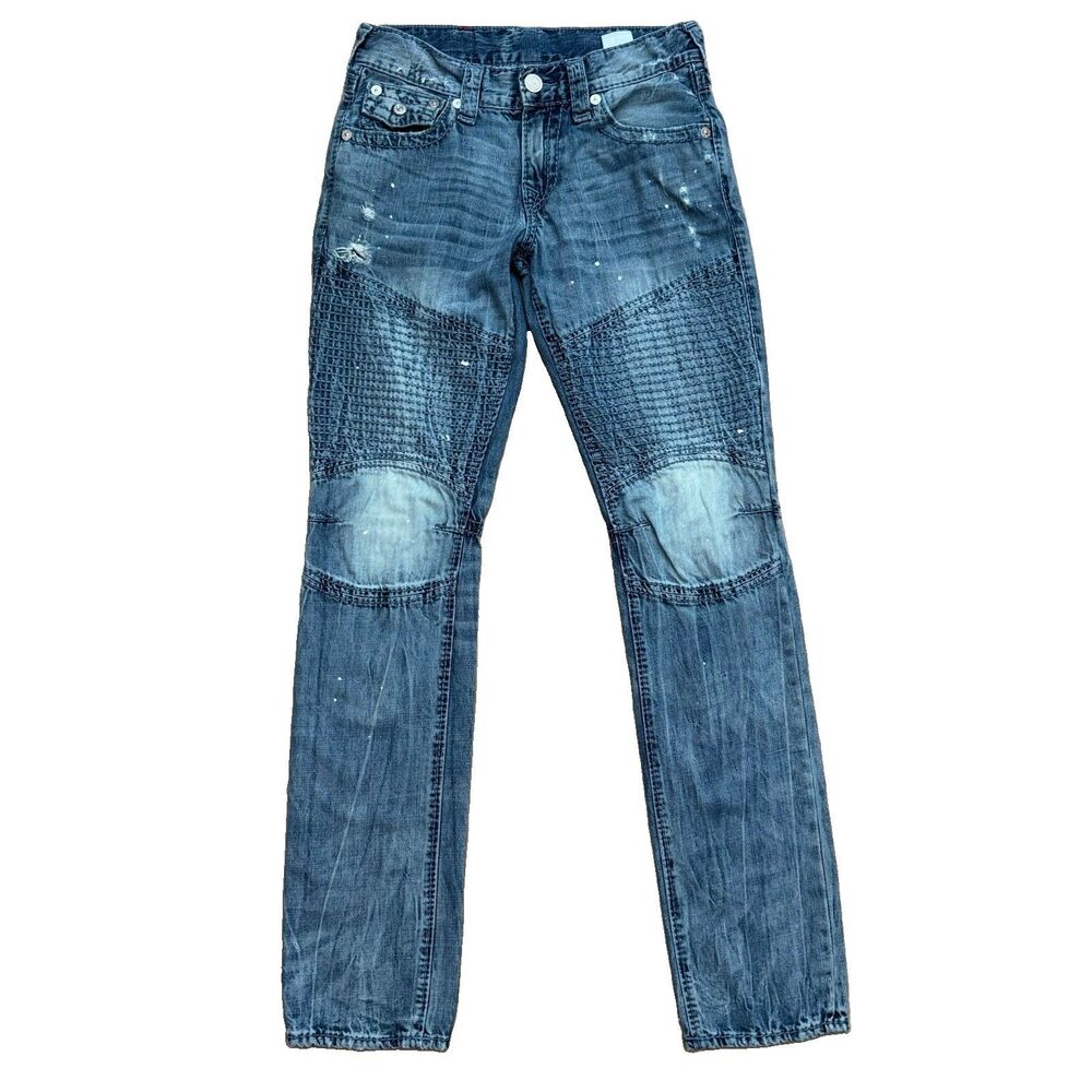 True Religion Men's Jeans Size 28 (30x33) Section Moto Distressed Flap Pockets
